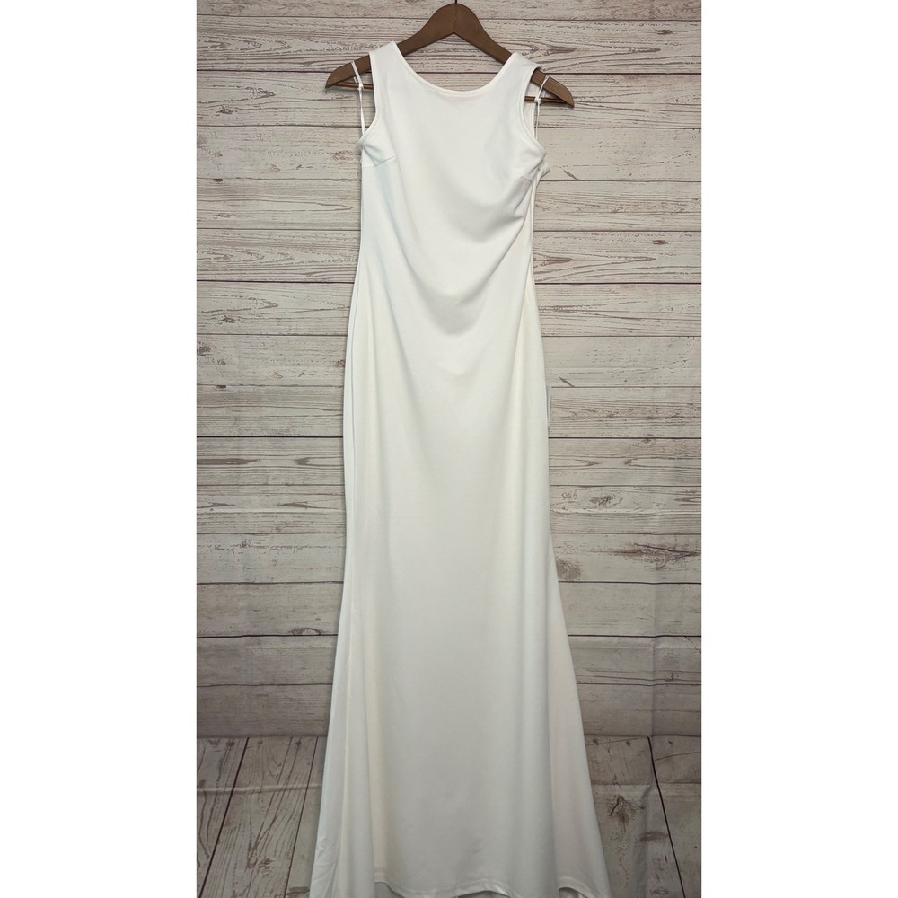 Lulus Va Va Voom White Backless Sleeveless Mermaid Maxi Dress NWT Large